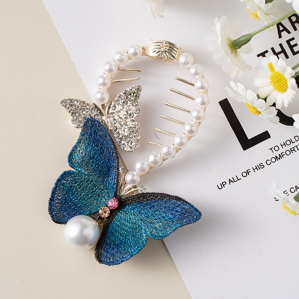Pearl Detailed Butterfly Bow Knob Clasp